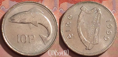 Ирландия 10 пенсов 1999 года, KM# 29, 260k-011