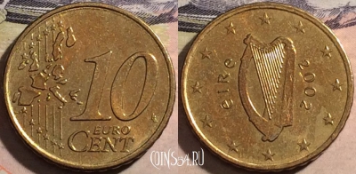 Ирландия 10 центов 2002 года, KM# 35, a067-100