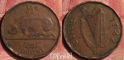 Ирландия 1/2 пенни 1942 года, KM# 10, 078m-092
