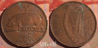 Ирландия 1/2 пенни 1964 года, KM# 10, 197a-016