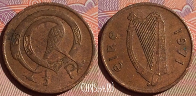 Ирландия 1/2 пенни 1971 года, KM# 19, 182c-113