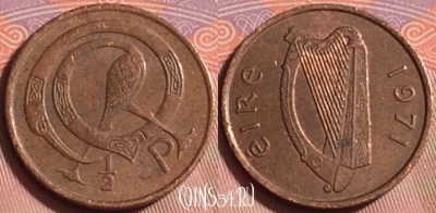 Ирландия 1/2 пенни 1971 года, KM# 19, 230k-022