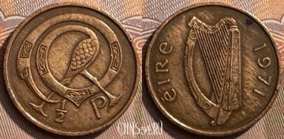 Ирландия 1/2 пенни 1971 года, KM# 19, 269s-122
