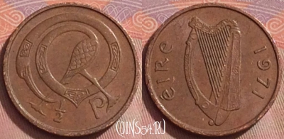 Ирландия 1/2 пенни 1971 года, KM# 19, 270k-042