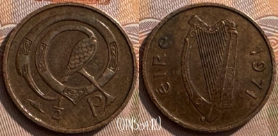 Ирландия 1/2 пенни 1971 года, KM# 19, 274s-039 ♛