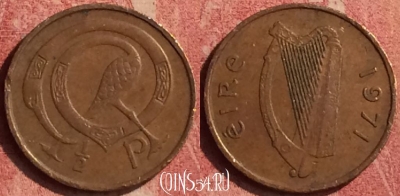 Ирландия 1/2 пенни 1971 года, KM# 19, 409n-103