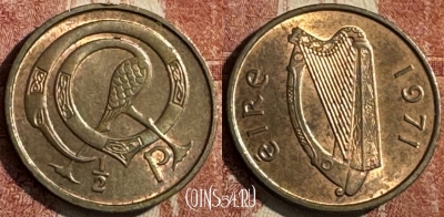 Ирландия 1/2 пенни 1971 года, KM# 19, 448s-041