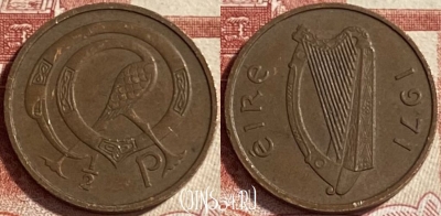 Ирландия 1/2 пенни 1971 года, KM# 19, 492р-086 ♛
