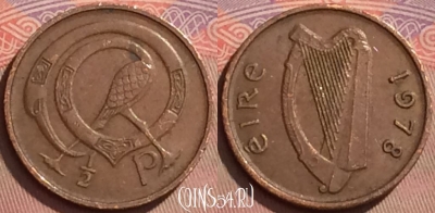 Ирландия 1/2 пенни 1978 года, KM# 19, 130l-105