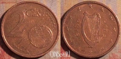 Ирландия 2 евроцента 2002 года, KM# 33, 176a-076