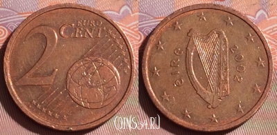 Ирландия 2 евроцента 2002 года, KM# 33, 260c-067