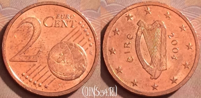 Ирландия 2 евроцента 2004 года, KM# 33, 377k-011