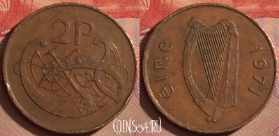 Ирландия 2 пенса 1971 года, KM# 21, 103l-043