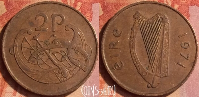 Ирландия 2 пенса 1971 года, KM# 21, 105o-078