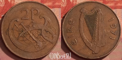 Ирландия 2 пенса 1971 года, KM# 21, 288l-020