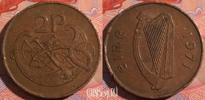 Ирландия 2 пенса 1971 года, KM# 21, a136-072