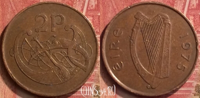 Ирландия 2 пенса 1975 года, KM# 21, 397-061