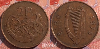 Ирландия 2 пенса 1975 года, KM# 21, a126-117