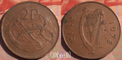 Ирландия 2 пенса 1978 года, KM# 21, 195a-113
