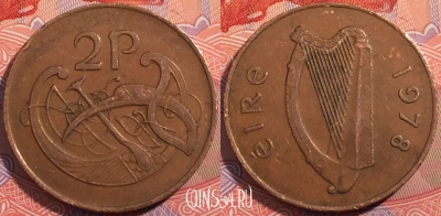 Ирландия 2 пенса 1978 года, KM# 21, a074-050