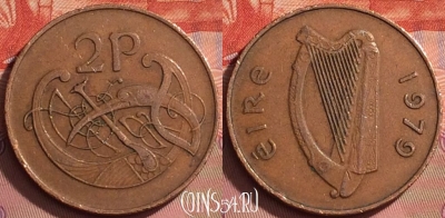 Ирландия 2 пенса 1979 года, KM# 21, 200l-053