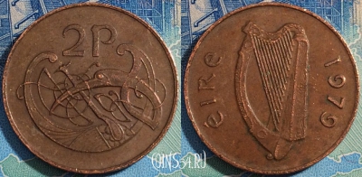 Ирландия 2 пенса 1979 года, KM# 21, a108-066