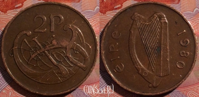 Ирландия 2 пенса 1980 года, KM# 21, a148-035