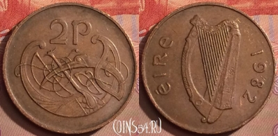 Ирландия 2 пенса 1982 года, KM# 21, 092l-086