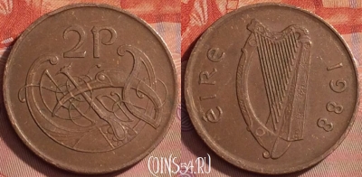 Ирландия 2 пенса 1988 года, KM# 21, 210l-015
