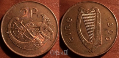 Ирландия 2 пенса 1990 года, KM# 21a, 50-149