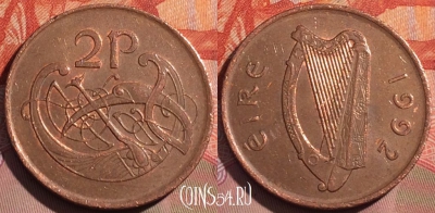 Ирландия 2 пенса 1992 года, KM# 21a, 263a-080