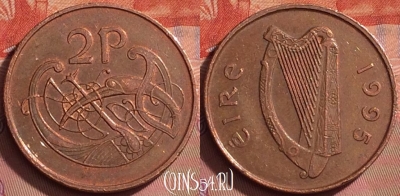 Ирландия 2 пенса 1995 года, KM# 21a, 208l-005