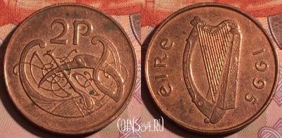 Ирландия 2 пенса 1995 года, KM# 21a, 214b-039