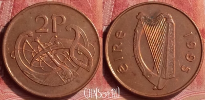 Ирландия 2 пенса 1995 года, KM# 21a, 298l-094