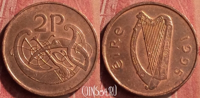 Ирландия 2 пенса 1995 года, KM# 21a, 383n-029