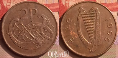 Ирландия 2 пенса 1995 года, KM# 21a, 443-026
