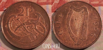 Ирландия 2 пенса 1996 года, KM# 21a, 135b-103