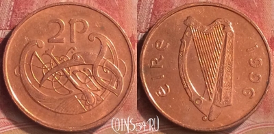 Ирландия 2 пенса 1996 года, KM# 21a, 192m-021