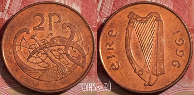 Ирландия 2 пенса 1996 года, KM# 21a, 217-119