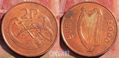 Ирландия 2 пенса 2000 года, KM# 21a, 072c-140