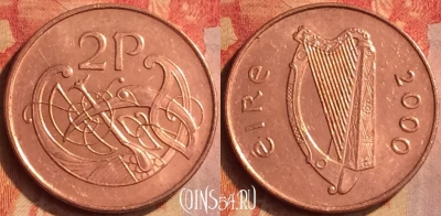 Ирландия 2 пенса 2000 года, KM# 21a, 211o-125