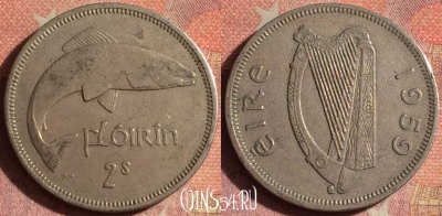 Ирландия 2 шиллинга (флорин) 1959 года, KM# 15a, 189i-139