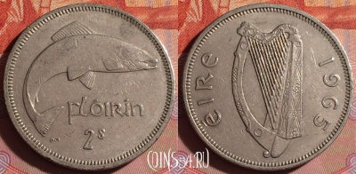 Ирландия 2 шиллинга (флорин) 1965 года, KM# 15a, 251f-040