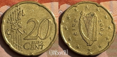 Ирландия 20 евроцентов 2002 года, KM# 34, 467s-601