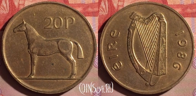 Ирландия 20 пенсов 1986 года, KM# 25, 069j-047