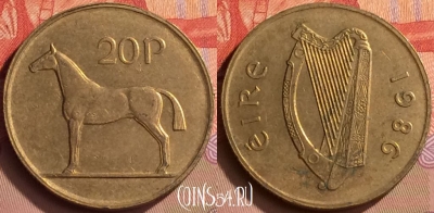 Ирландия 20 пенсов 1986 года, KM# 25, 425-041