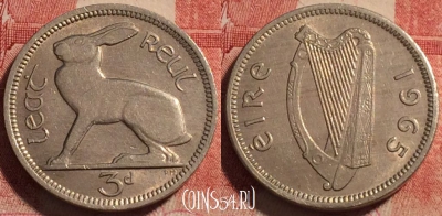 Ирландия 3 пенса 1965 года, KM# 12a, 259-063