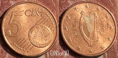 Ирландия 5 евроцентов 2002 года, KM# 34, s052s-193
