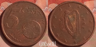 Ирландия 5 евроцентов 2002 года, KM# 34, 165m-023