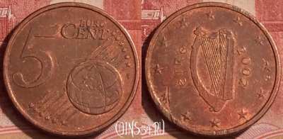 Ирландия 5 евроцентов 2002 года, KM# 34, 390-115